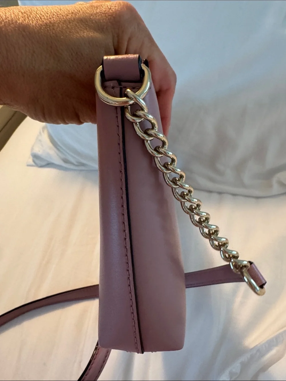 kate spade mauve pink bow chain crossbody bag purse
